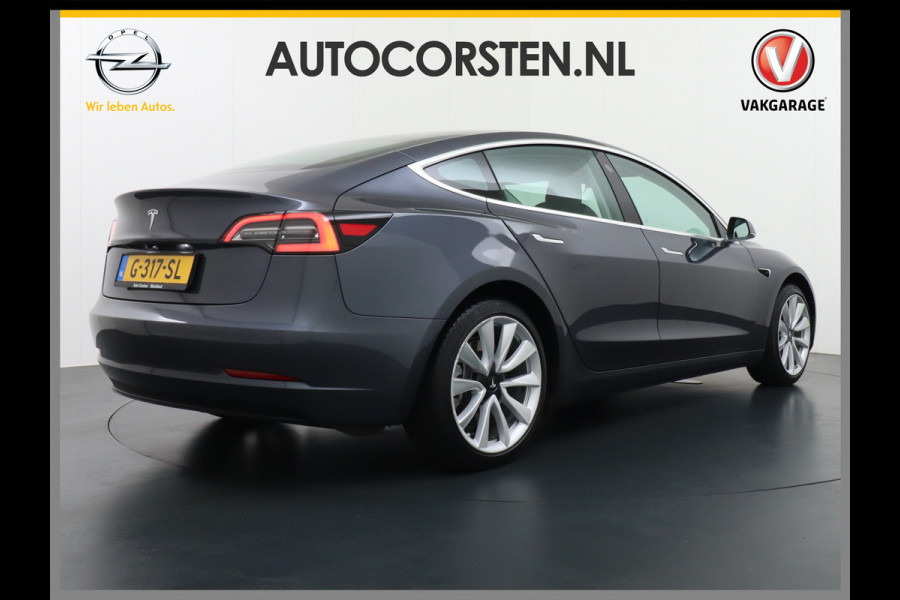 Tesla Model 3 RWD SR+ 60kWh 325PK 19" FSD-3 Computer AutoPilot Leder PanoDak Adaptive-Cruise Lmv 18" Camera's Elektr.-Stuur+Stoelen+Spiegels+G Navi LED Comfortstoelen ACC DAB Voorverwarmen interieur via App Keyless via Telefoonsleutel One-Pedal-Drive Origineel Nederlandse auto tot 11kw laden thuis! Garantie Accu tot  11-12-2027 max 160.000km 1.584kg licht!