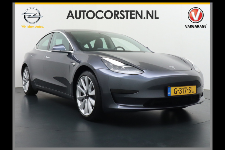 Tesla Model 3 RWD SR+ 60kWh 325PK 19" FSD-3 Computer AutoPilot Leder PanoDak Adaptive-Cruise Lmv 18" Camera's Elektr.-Stuur+Stoelen+Spiegels+G Navi LED Comfortstoelen ACC DAB Voorverwarmen interieur via App Keyless via Telefoonsleutel One-Pedal-Drive Origineel Nederlandse auto tot 11kw laden thuis! Garantie Accu tot  11-12-2027 max 160.000km 1.584kg licht!