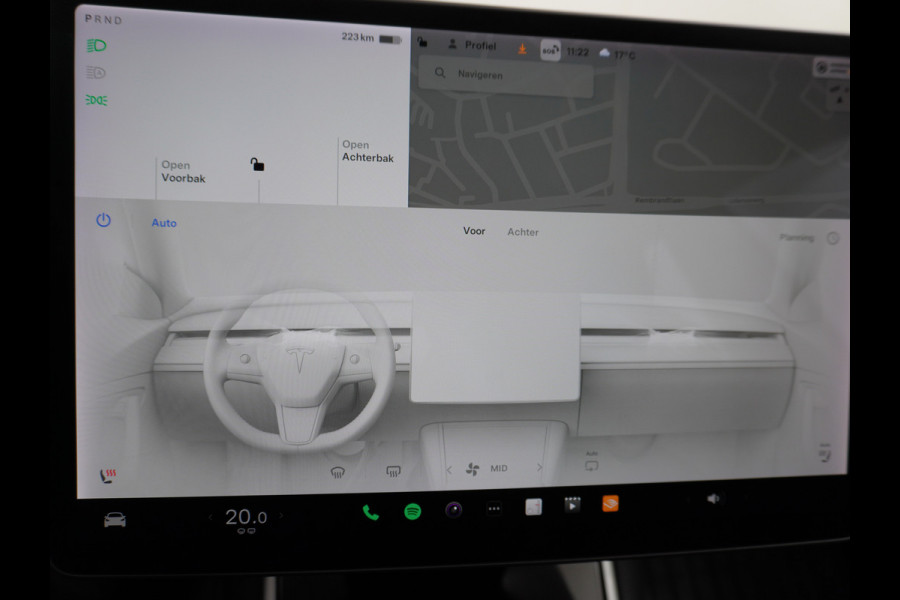 Tesla Model 3 RWD SR+ 60kWh 325PK 19" FSD-3 Computer AutoPilot Leder PanoDak Adaptive-Cruise Lmv 18" Camera's Elektr.-Stuur+Stoelen+Spiegels+G Navi LED Comfortstoelen ACC DAB Voorverwarmen interieur via App Keyless via Telefoonsleutel One-Pedal-Drive Origineel Nederlandse auto tot 11kw laden thuis! Garantie Accu tot  11-12-2027 max 160.000km 1.584kg licht!
