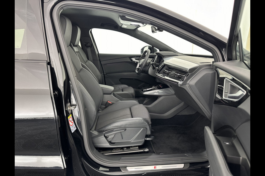 Audi Q4 e-tron 40 S edition 77 kWh S-Line-Sportpack [ 3-Fase ] (INCL-BTW) *HEAT-PUMP | LEATHER-FABRIC | MATRIX-LED | ADAPTIVE-CRUISE | AMBIENT-LIGHT | DIGI-COCKPIT | AUDI-SOUND | DAB+ | KEYLESS | SHIFT-PADDLES | CAMERA | HEATED-SPORTSEATS | 20''ALU*