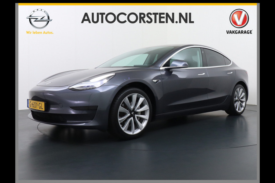 Tesla Model 3 RWD SR+ 60kWh 325PK FSD 2.5-Computer Priv.Glas Lmv 19" AutoPilot Leder PanoDak Adaptive-Cruise Lmv Camera's Elektr.-Stuur+Stoele Navi LED Comfortstoelen ACC DAB GSM-Sleutel+Voorverwarmen interieur via App One-Pedal-Drive Origineel Nederlandse auto tot 11kw laden thuis! Garantie Accu tot 30-09-2027 max 160.000km 1.584kg licht! (23 euro belasting p/m)