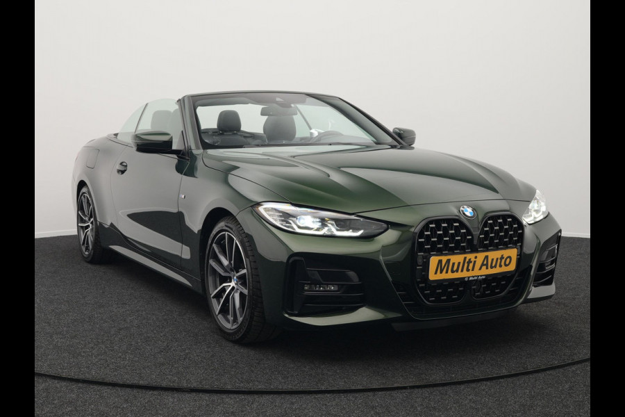 BMW 4 Serie Cabrio 420i M Sport Dealer O.H Sanremo Green | Lederen Sportstoelen Memory | Harman Kardon | Nekverwarming | 19"L.M | Apple Carplay | Trekhaak Afn. | Sfeerverlichting |