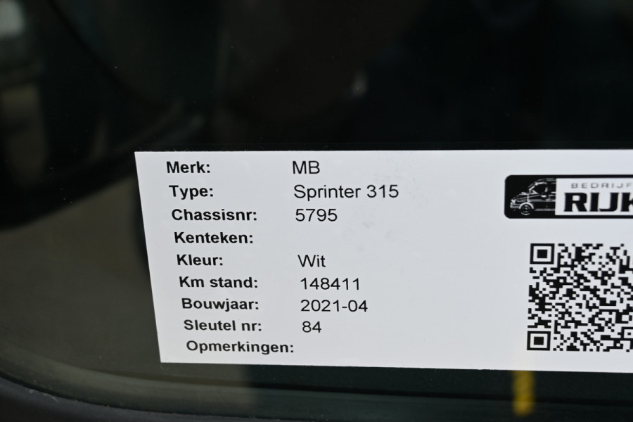 Mercedes-Benz Sprinter 315 CDI L2H1 RWD 2 Schuifdeuren, Standkachel, Navigatie, Camera