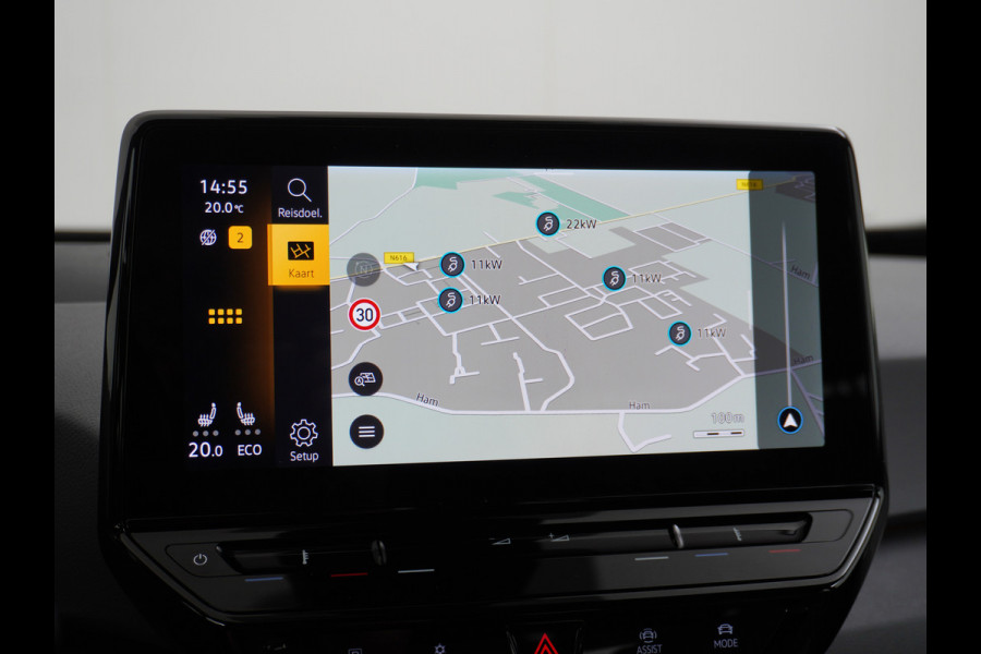 Volkswagen ID.3 58kWh 204PK First Auto-Pilot Navi Adapt.Cruise Control Pdc Apple Carplay Android Navi Ecc Led Stoel-Stuurverwarming DAB Keyless Lmv Bluetooth Regensensor Rijstrooksensor Verkeersbord detectie Mirrorlink 1e Eigenaar Grootste accu Garantie t/m 20-10-2028