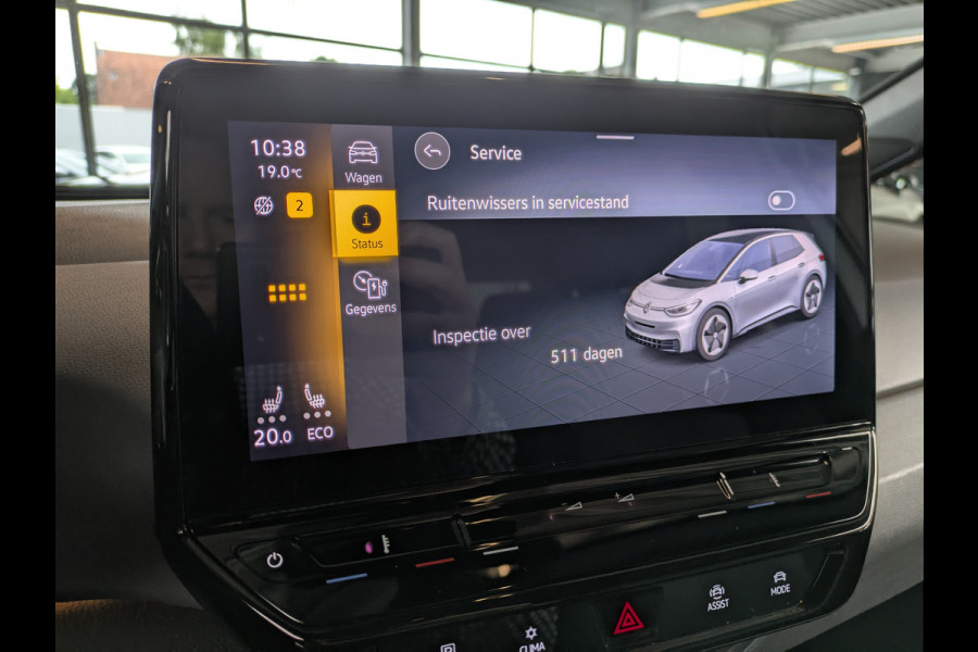 Volkswagen ID.3 58kWh 204PK First Auto-Pilot Navi Adapt.Cruise Control Pdc Apple Carplay Android Navi Ecc Led Stoel-Stuurverwarming DAB Keyless Lmv Bluetooth Regensensor Rijstrooksensor Verkeersbord detectie Mirrorlink 1e Eigenaar Grootste accu Garantie t/m 20-10-2028