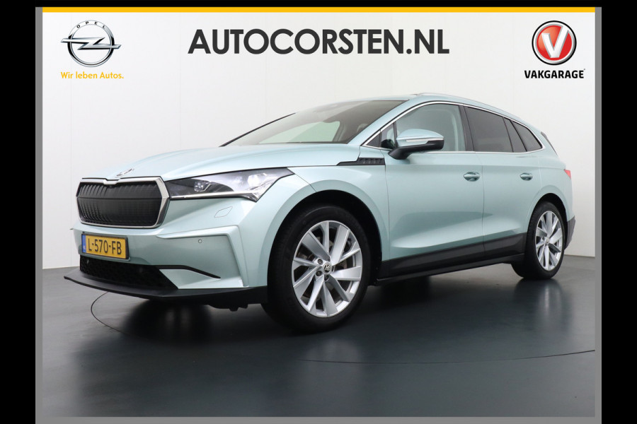 Škoda ENYAQ iV 80 Trekhaak Panodak Auto-Pilot Head-Up Display Apple Carplay Android Auto Adap.Cruise DAB Elek.Stoel+Memory+Verwarmd Navi Led-Ma Dynamic ChassisControl Climate Pack 2 Infotaiment Plus Klimaat Plus Family Comfort Pack Assistentie Keyless LMV 20" Grote Accu! 1e Eigenaar 1.000KG Trekgewicht! Zeer Compleet € 56.000 nieuw Grootste Aktieradius/accu pakket.