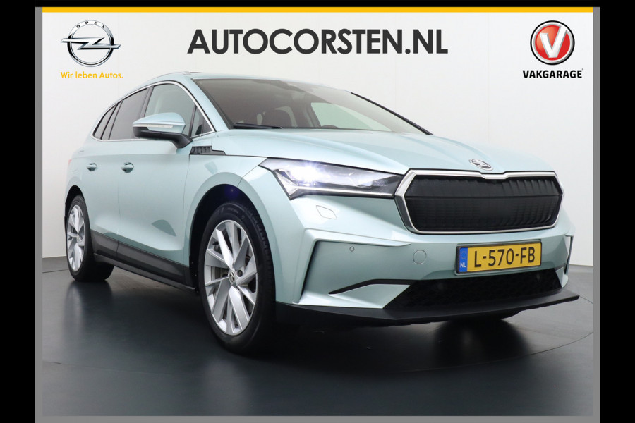 Škoda ENYAQ iV 80 Trekhaak Panodak Auto-Pilot Head-Up Display Apple Carplay Android Auto Adap.Cruise DAB Elek.Stoel+Memory+Verwarmd Navi Led-Ma Dynamic ChassisControl Climate Pack 2 Infotaiment Plus Klimaat Plus Family Comfort Pack Assistentie Keyless LMV 20" Grote Accu! 1e Eigenaar 1.000KG Trekgewicht! Zeer Compleet € 56.000 nieuw Grootste Aktieradius/accu pakket.