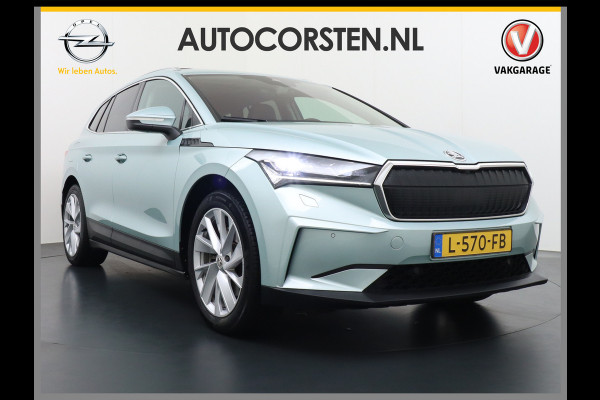 Škoda ENYAQ iV 80 Trekhaak Panodak Auto-Pilot Head-Up Display Apple Carplay Android Auto Adap.Cruise DAB Elek.Stoel+Memory+Verwarmd Navi Led-Ma Dynamic ChassisControl Climate Pack 2 Infotaiment Plus Klimaat Plus Family Comfort Pack Assistentie Keyless LMV 20" Grote Accu! 1e Eigenaar 1.000KG Trekgewicht! Zeer Compleet € 56.000 nieuw Grootste Aktieradius/accu pakket.