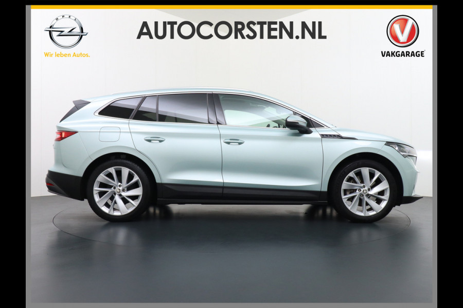 Škoda ENYAQ iV 80 Trekhaak Panodak Auto-Pilot Head-Up Display Apple Carplay Android Auto Adap.Cruise DAB Elek.Stoel+Memory+Verwarmd Navi Led-Ma Dynamic ChassisControl Climate Pack 2 Infotaiment Plus Klimaat Plus Family Comfort Pack Assistentie Keyless LMV 20" Grote Accu! 1e Eigenaar 1.000KG Trekgewicht! Zeer Compleet € 56.000 nieuw Grootste Aktieradius/accu pakket.