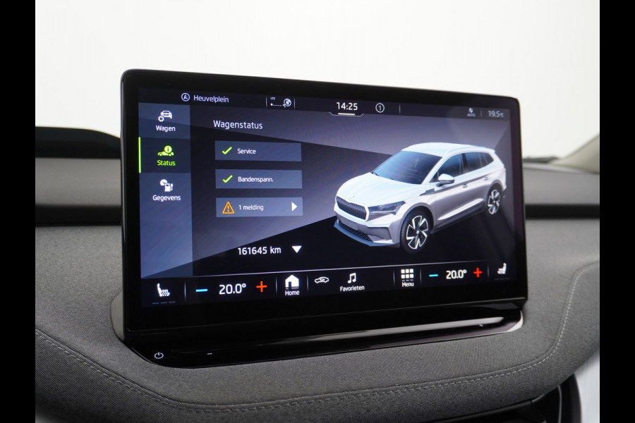 Škoda ENYAQ iV 80 Trekhaak Panodak Auto-Pilot Head-Up Display Apple Carplay Android Auto Adap.Cruise DAB Elek.Stoel+Memory+Verwarmd Navi Led-Ma Dynamic ChassisControl Climate Pack 2 Infotaiment Plus Klimaat Plus Family Comfort Pack Assistentie Keyless LMV 20" Grote Accu! 1e Eigenaar 1.000KG Trekgewicht! Zeer Compleet € 56.000 nieuw Grootste Aktieradius/accu pakket.