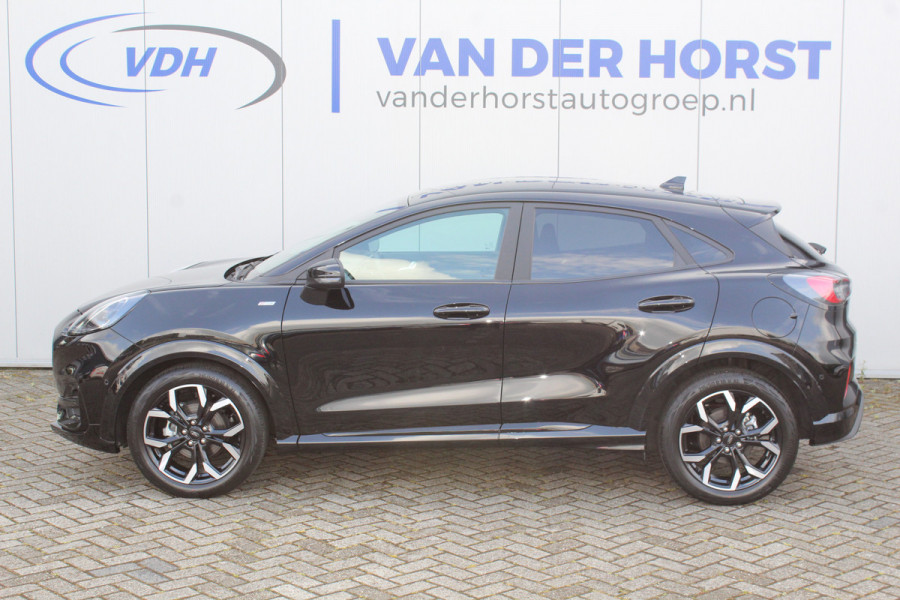 Ford Puma 1.0-155pk EcoBoost Hybrid ST-Line X. Luxe Ford Puma, slechts 9.100km ! Autm. airco, navigatie, telefoonvoorb., adaptieve cruise cntrl, LM wielen, stoel-, stuur- en voorraamverw., side- en lane assist, LED verlichting, camera, parkeersensoren v+a etc.