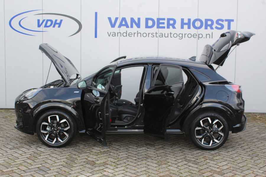Ford Puma 1.0-155pk EcoBoost Hybrid ST-Line X. Luxe Ford Puma, slechts 9.100km ! Autm. airco, navigatie, telefoonvoorb., adaptieve cruise cntrl, LM wielen, stoel-, stuur- en voorraamverw., side- en lane assist, LED verlichting, camera, parkeersensoren v+a etc.