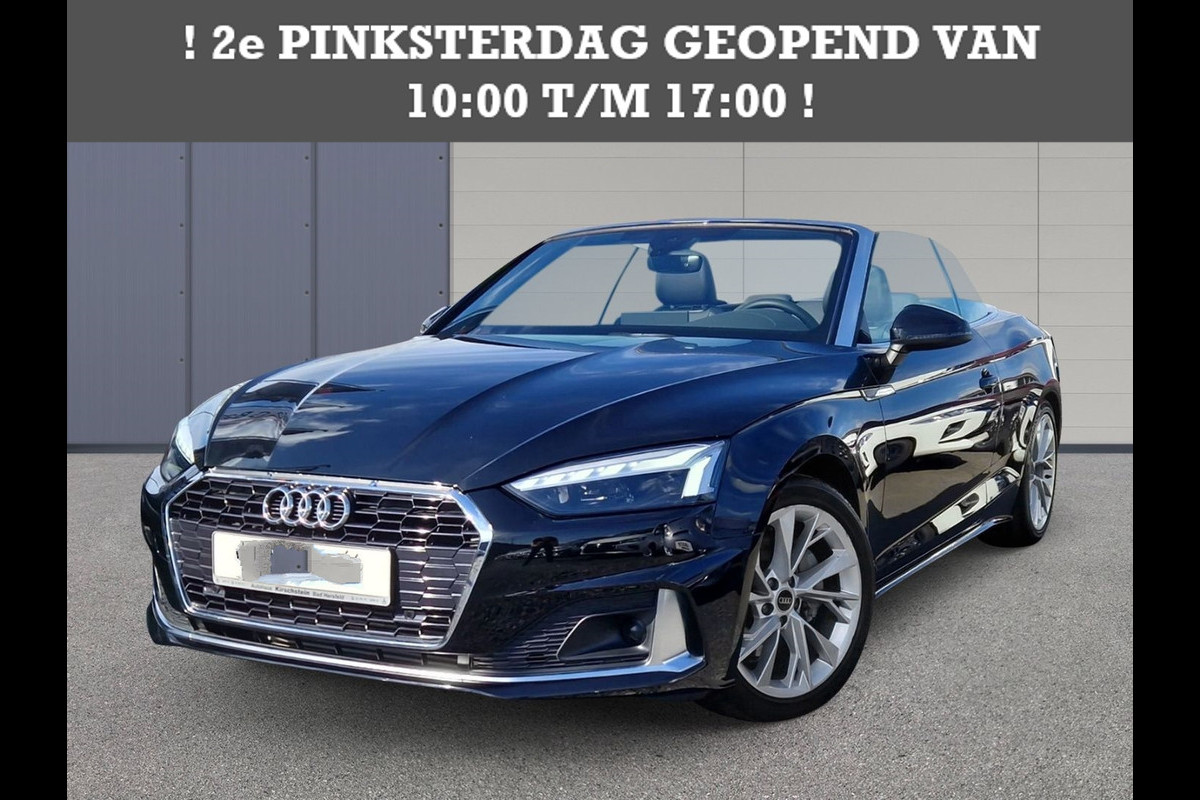 Audi A5 Cabriolet 40 Tfsi S-Tronic (150kW/204pk) ** MATRIX, LEDER, VIRTUAL, NEKVERW, 18-inch LMV, MASAGE ** 1e EIG - € 25.500,= onder NP ** ! 2DE PINKSTERDAG GEOPEND VAN 10:00 UUR T/M 17:00 UUR Audi A5 Cabriolet 40 Tfsi S-Tronic (150kW/204pk) ** MATRIX, LEDER, VIRTUAL, NEKVERW, 18-inch LMV, MASAGE ** 1e EIG - € 25.500,= onder NP ** ! 2DE PINKSTERDAG GEOPEND VAN 10:00 UUR T/M 17:00 UUR