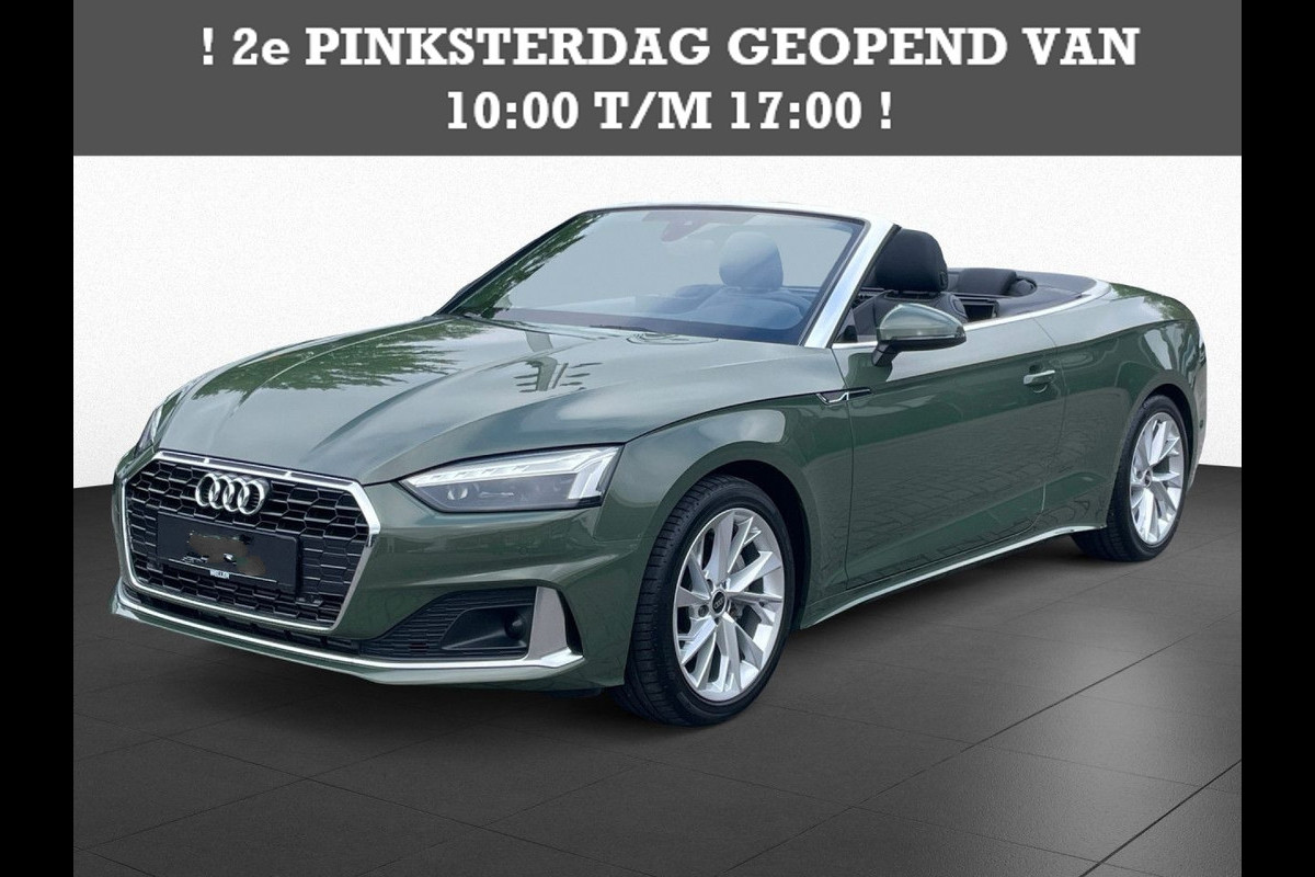 Audi A5 Cabriolet 40 Tfsi S-Tronic (150kW/204pk) ** MATRIX, LEDER, VIRTUAL, NEKVERW, 18-inch LMV, ADAPT. CRUISE ** 1e EIG - € 25.250,= onder NP ** ! 2DE PINKSTERDAG GEOPEND VAN 10:00 UUR T/M 17:00 UUR Audi A5 Cabriolet 40 Tfsi S-Tronic (150kW/204pk) ** MATRIX, LEDER, VIRTUAL, NEKVERW, 18-inch LMV, ADAPT. CRUISE ** 1e EIG - € 25.250,= onder NP ** ! 2DE PINKSTERDAG GEOPEND VAN 10:00 UUR T/M 17:00 UUR
