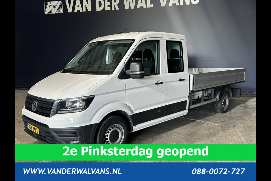 Volkswagen Crafter 2.0 TDI 140 pk Pick up Open laadbak Dubbele Cabine Euro6 Airco | 7-Zits | Navigatie | 2800kg Trekhaak Apple Carplay, Android Auto, Cruisecontrol, Chauffeursstoel