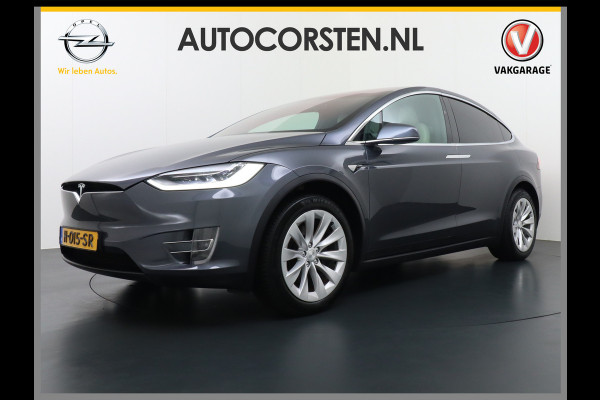 Tesla Model X Long Range 100kwh AWD 541PK 7-Persoons Leder Trekhaak Premium Audio FSD-3 Computer Autopilot Camera's Navi Ecc Stuur+Stoelverwar Adaptive Led Koplampen Panoramische voorruit Lmv Adap.onderstel Performance Pack Ambiente Verlichting Wifi Verkeersborddetectie Garantie op accu en motor tot 06-05-2028 / 240.000km Trekgewicht 2.250KG Nieuwprijs €100.500