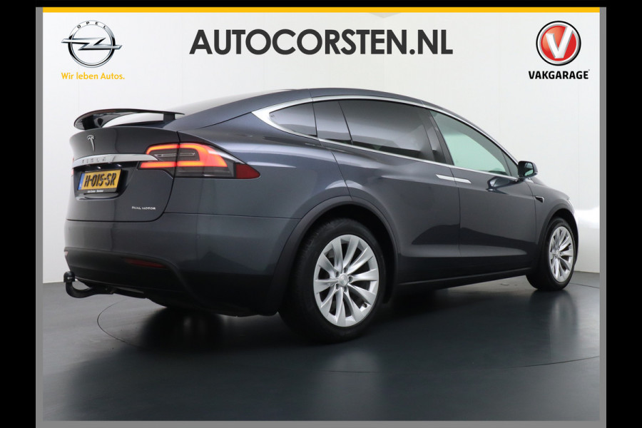 Tesla Model X Long Range 100kwh AWD 541PK 7-Persoons Leder Trekhaak Premium Audio FSD-3 Computer Autopilot Camera's Navi Ecc Stuur+Stoelverwar Adaptive Led Koplampen Panoramische voorruit Lmv Adap.onderstel Performance Pack Ambiente Verlichting Wifi Verkeersborddetectie Garantie op accu en motor tot 06-05-2028 / 240.000km Trekgewicht 2.250KG Nieuwprijs €100.500