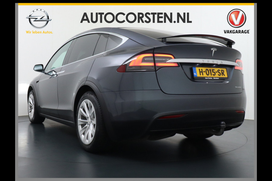 Tesla Model X Long Range 100kwh AWD 541PK 7-Persoons Leder Trekhaak Premium Audio FSD-3 Computer Autopilot Camera's Navi Ecc Stuur+Stoelverwar Adaptive Led Koplampen Panoramische voorruit Lmv Adap.onderstel Performance Pack Ambiente Verlichting Wifi Verkeersborddetectie Garantie op accu en motor tot 06-05-2028 / 240.000km Trekgewicht 2.250KG Nieuwprijs €100.500