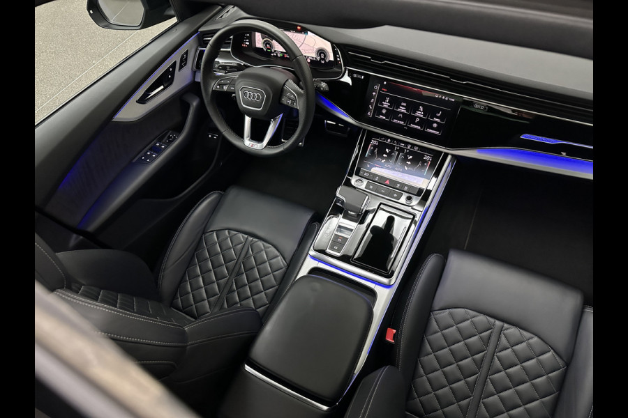Audi Q8 60 TFSI e 462pk S-Line Competition | RS-Seats | 360 Camera | ACC | Panorama | Luchtvering | B&O Sound | Head-Up | LED-Matrix | Trekhaak | Memory | Stuurverwarming | Sfeerverlichting | Keyless-Entry | Black-Optic | Standkachel | Rijklaar incl. Bovag Garantie.
