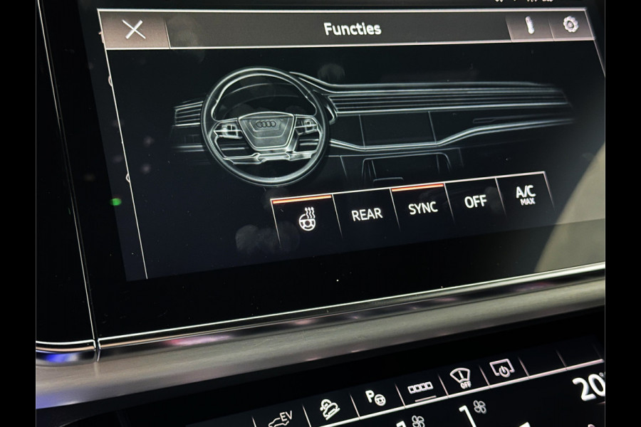 Audi Q8 60 TFSI e 462pk S-Line Competition | RS-Seats | 360 Camera | ACC | Panorama | Luchtvering | B&O Sound | Head-Up | LED-Matrix | Trekhaak | Memory | Stuurverwarming | Sfeerverlichting | Keyless-Entry | Black-Optic | Standkachel | Rijklaar incl. Bovag Garantie.