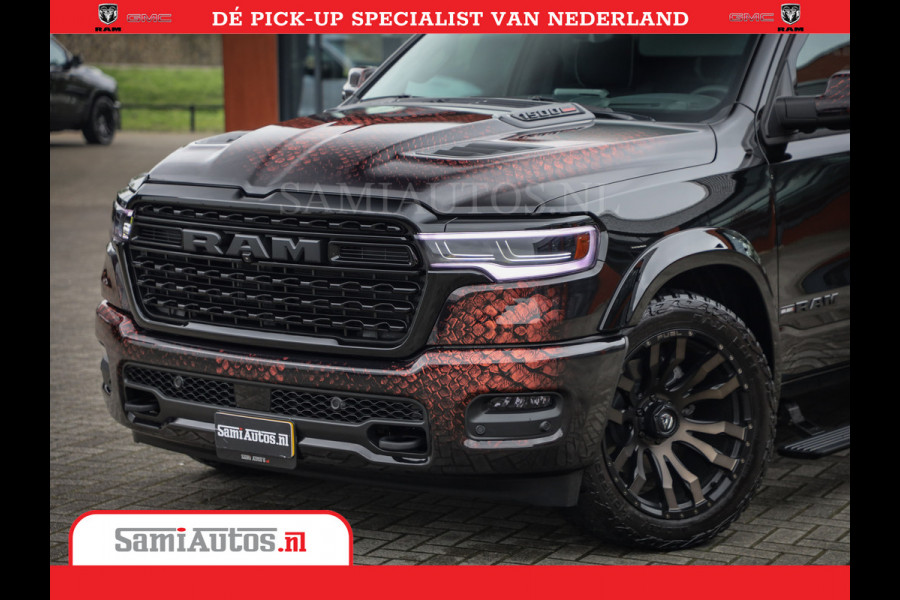 Dodge Ram COBRA EDITION | All-In Prijs | 1500 Limited Night High Output 540HP 706Nm | Massage + Full Option | De Meest Luxe en Volle Pick- Comfortabele Dubbele Cabine met Royale 5 Zitplaatsen | BPM vrij | Nu Leverbaar uit Voorraad | Voorraad Nr 2335 - 5153 |