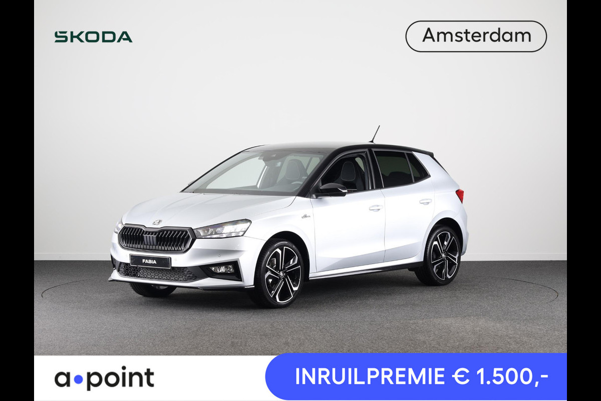 Škoda Fabia Monte Carlo 1.0 TSI 115 pk 7 versn. DSG | Travel assist plus | 18 inch lichtmetalen velgen | Verwarmbare voorstoelen | Zwart dak Škoda Fabia Monte Carlo 1.0 TSI 115 pk 7 versn. DSG | Travel assist plus | 18 inch lichtmetalen velgen | Verwarmbare voorstoelen | Zwart dak