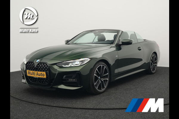 BMW 4 Serie Cabrio 420i M Sport Dealer O.H Sanremo Green | Lederen Sportstoelen Memory | Harman Kardon | Nekverwarming | 19"L.M | Apple Carplay | Trekhaak Afn. | Sfeerverlichting |
