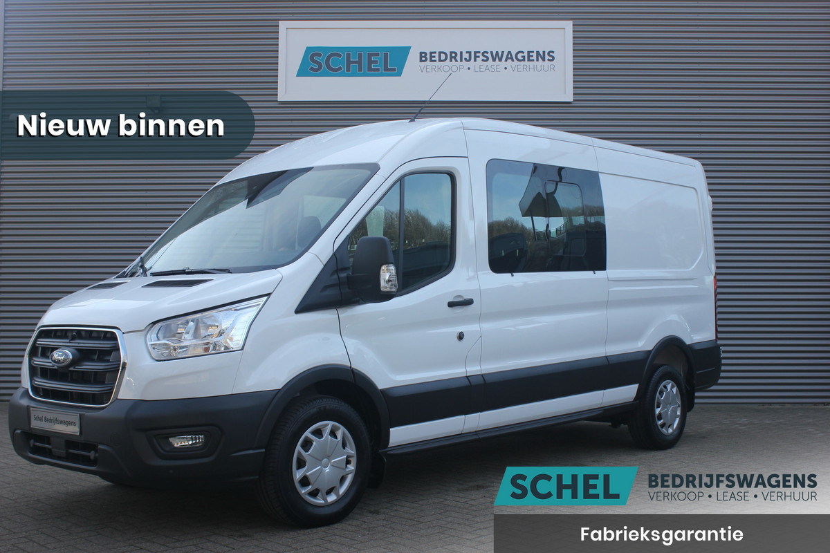 Ford Transit 350 2.0 TDCI 165pk L3H2 Dubbel Cabine Trend 6 zits - Carplay - Trekhaak - Camera - 2800kg Trekgewicht - Rijklaar Ford Transit 350 2.0 TDCI 165pk L3H2 Dubbel Cabine Trend 6 zits - Carplay - Trekhaak - Camera - 2800kg Trekgewicht - Rijklaar