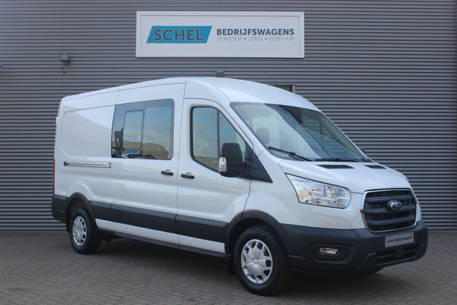 Ford Transit 350 2.0 TDCI 165pk L3H2 Dubbel Cabine Trend 6 zits - Carplay - Trekhaak - Camera - 2800kg Trekgewicht - Rijklaar