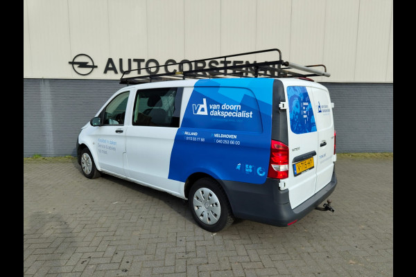 Mercedes-Benz Vito 111 CDI Lang Dubbele Cabine Airco Trekhaak Imperial+Ladderrol Bluetooth Licht/Regen-Sensor Betonplex Vloer Lat om Lat Betimmering Zijschuifdeur Comfort 1e eigenaar! Euro 6