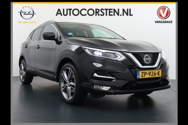 Nissan QASHQAI T 116Pk elekr.+Leer Pano-dak Memory Leather-Pack Tekna 360°-Camera Park-Assist PDC-a+v Bose-Sound Navi Ecc Edition Cruise Contro Rijstrooksensor Verwarmde voorruit Privacy Glas Zeer Compleet!