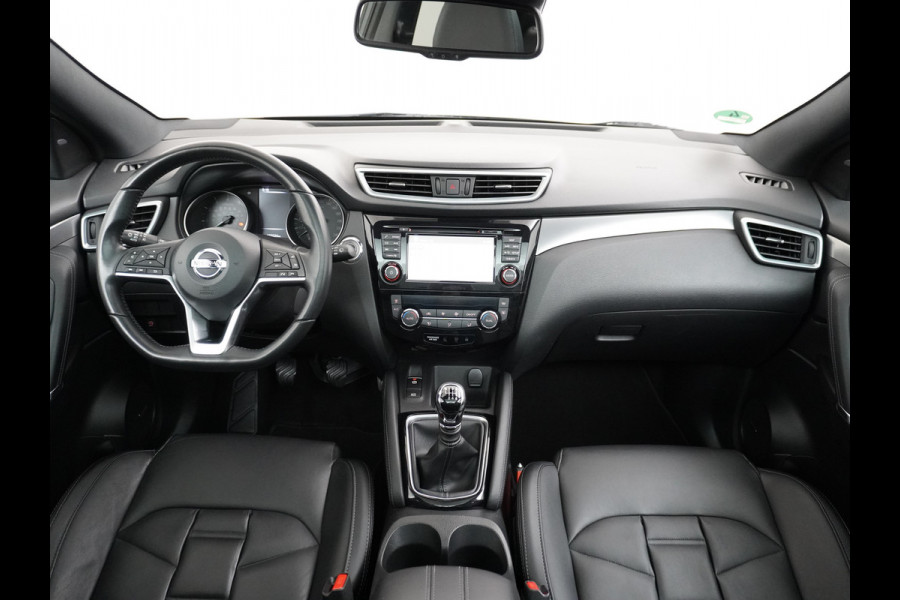Nissan QASHQAI T 116Pk elekr.+Leer Pano-dak Memory Leather-Pack Tekna 360°-Camera Park-Assist PDC-a+v Bose-Sound Navi Ecc Edition Cruise Contro Rijstrooksensor Verwarmde voorruit Privacy Glas Zeer Compleet!