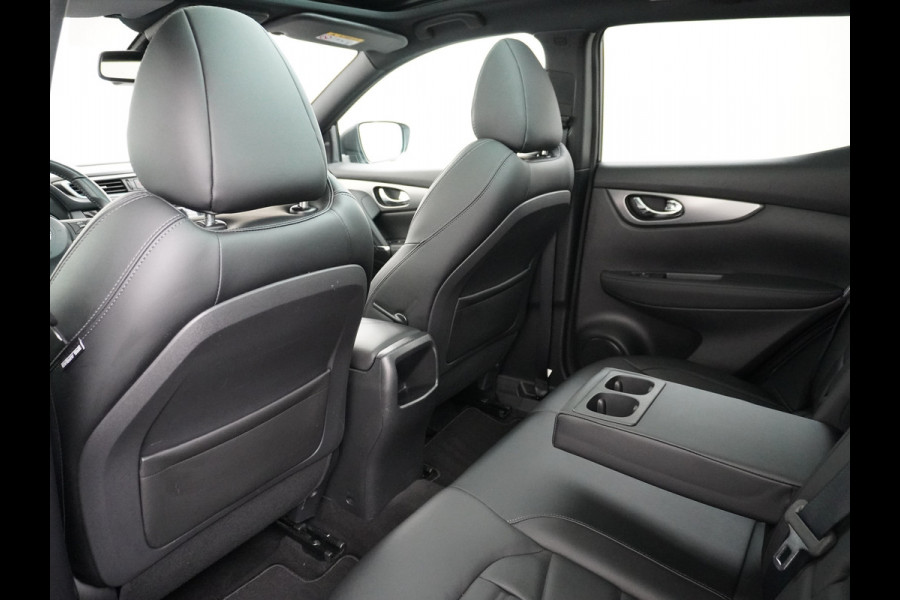 Nissan QASHQAI T 116Pk elekr.+Leer Pano-dak Memory Leather-Pack Tekna 360°-Camera Park-Assist PDC-a+v Bose-Sound Navi Ecc Edition Cruise Contro Rijstrooksensor Verwarmde voorruit Privacy Glas Zeer Compleet!