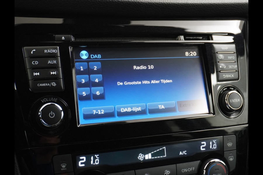 Nissan QASHQAI T 116Pk elekr.+Leer Pano-dak Memory Leather-Pack Tekna 360°-Camera Park-Assist PDC-a+v Bose-Sound Navi Ecc Edition Cruise Contro Rijstrooksensor Verwarmde voorruit Privacy Glas Zeer Compleet!