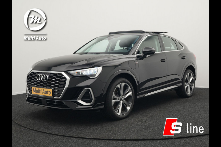 Audi Q3 Sportback 45 TFSI e S Line Plug In Hybrid 245pk PHEV | Trekhaak af Fabriek | Panodak | Adaptive Cruise | 20"L.M | Apple Carplay | Virtual | Sportstoelen Verwarmd | Camera | Navi |