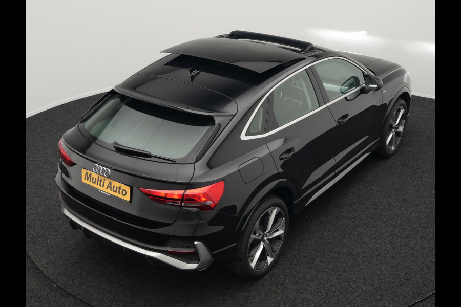 Audi Q3 Sportback 45 TFSI e S Line Plug In Hybrid 245pk PHEV | Trekhaak af Fabriek | Panodak | Adaptive Cruise | 20"L.M | Apple Carplay | Virtual | Sportstoelen Verwarmd | Camera | Navi |
