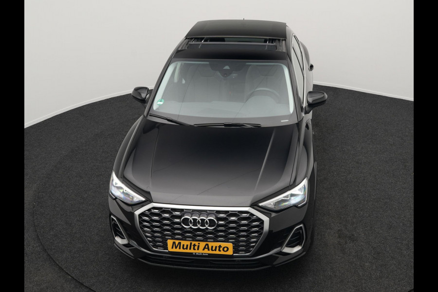 Audi Q3 Sportback 45 TFSI e S Line Plug In Hybrid 245pk PHEV | Trekhaak af Fabriek | Panodak | Adaptive Cruise | 20"L.M | Apple Carplay | Virtual | Sportstoelen Verwarmd | Camera | Navi |
