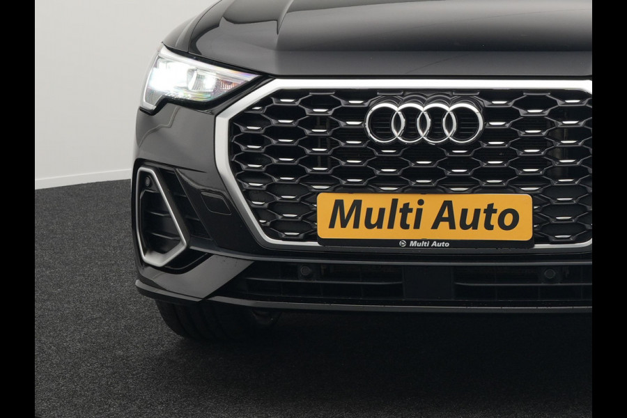 Audi Q3 Sportback 45 TFSI e S Line Plug In Hybrid 245pk PHEV | Trekhaak af Fabriek | Panodak | Adaptive Cruise | 20"L.M | Apple Carplay | Virtual | Sportstoelen Verwarmd | Camera | Navi |