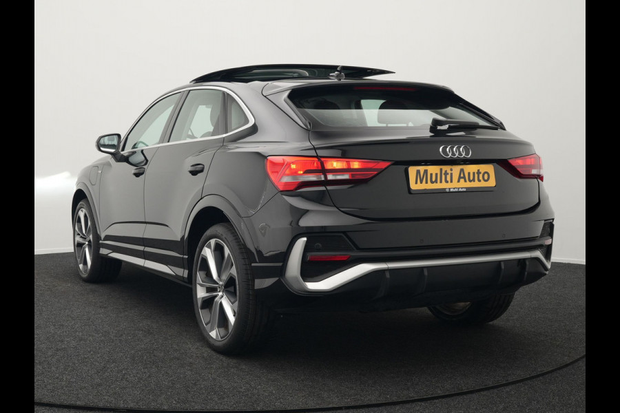 Audi Q3 Sportback 45 TFSI e S Line Plug In Hybrid 245pk PHEV | Trekhaak af Fabriek | Panodak | Adaptive Cruise | 20"L.M | Apple Carplay | Virtual | Sportstoelen Verwarmd | Camera | Navi |