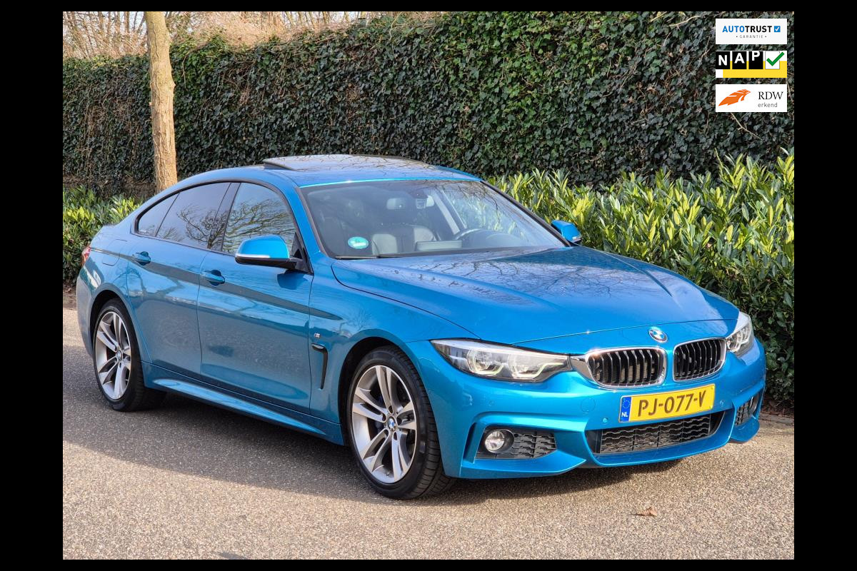 BMW 4 Serie Gran Coupé 420i M Sport snappper-rocks-blue metallic 1-Eig Pano Apple CarPlay LED NAP NL 12mnd GARANTIE BMW 4 Serie Gran Coupé 420i M Sport snappper-rocks-blue metallic 1-Eig Pano Apple CarPlay LED NAP NL 12mnd GARANTIE