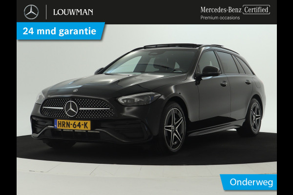 Mercedes-Benz C-Klasse Estate 300 e AMG Line | Edition AMG-Line | Night Pakket | Trekhaak | Panorama Schuif-Kanteldak | Digital Licht | DC Laden | Stuur en Stoelverwarming | Inclusief 24 maanden MB Certified garantie voor Europa.