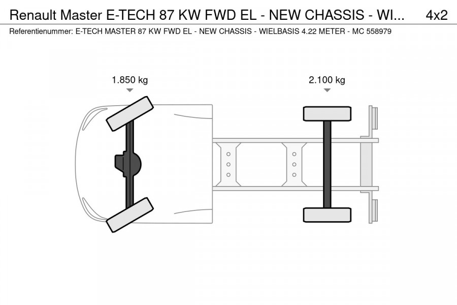 Renault Master E-TECH 87 KW FWD EL - NEW CHASSIS - WIELBASIS 4.22 METER - MC 558979