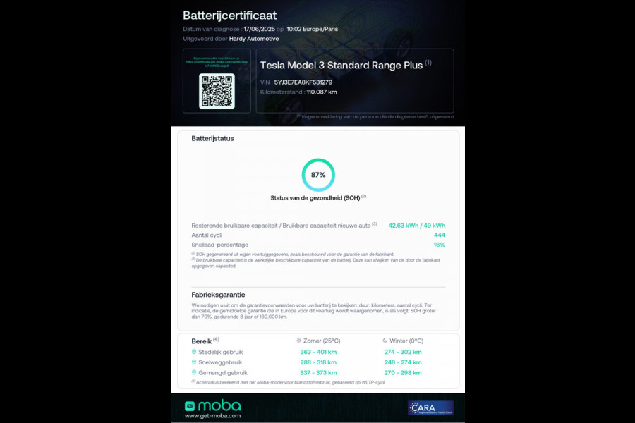 Tesla Model 3 Standard RWD Plus 60 kWh 87% SOH Trekhaak (1.000kg) 1e Eigenaar Rijklaarprijs!