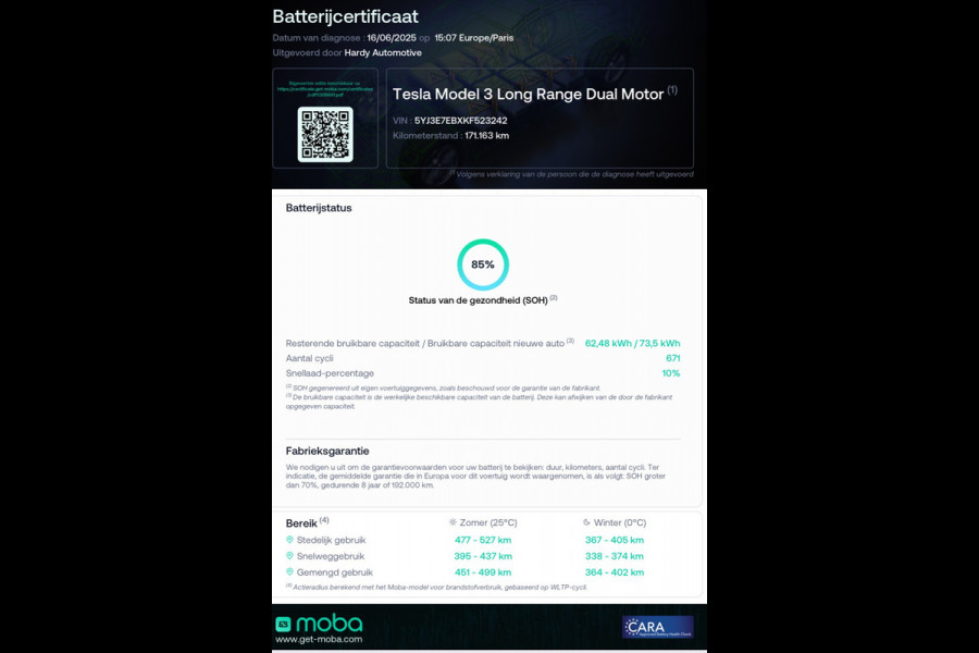 Tesla Model 3 Performance AWD 85% SOH 1e EIG BTW Auto Rijklaarprijs!