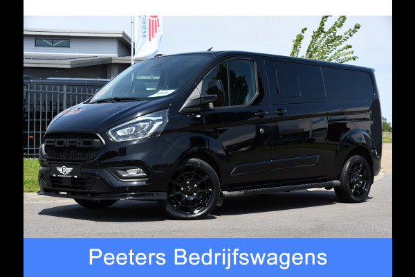 Ford Transit Custom 300 2.0 TDCI L2H1 DC Black Edition Camera, Adaptieve Cruise, 170Pk, Carplay, Xenon, Automaat, Leder, Multimedia, Sensoren, 2 x Schuifdeur, UNIEK!