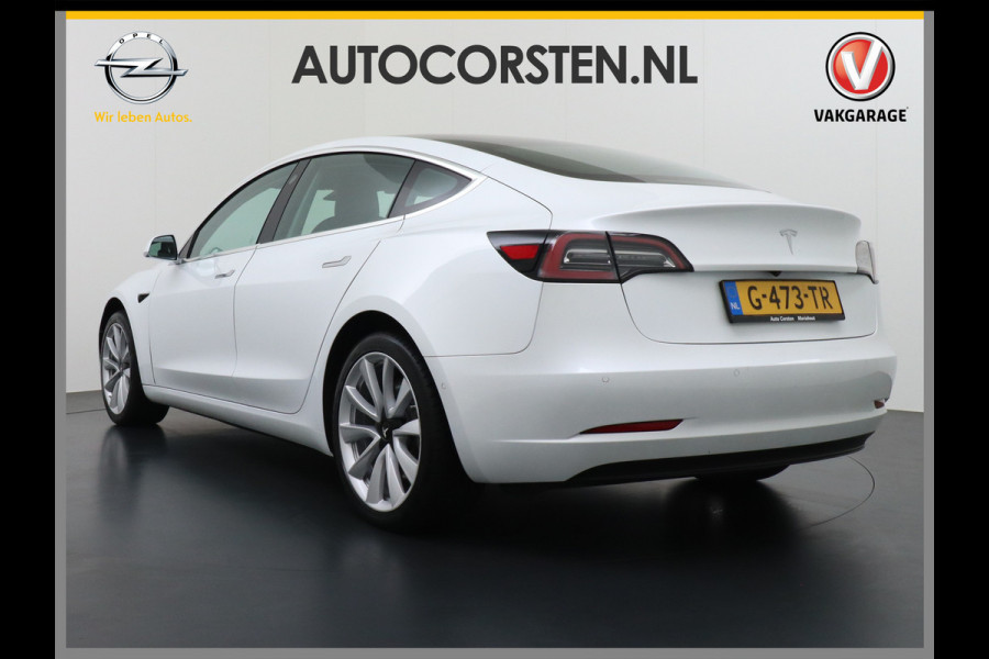 Tesla Model 3 RWD SR+ 60kWh 325PK Lmv 19" AutoPilot Leder PanoDak Adaptive-Cruise Lmv Camera's Elektr.-Stuur+Stoelen+Spiegels+Geheugen+Easy-En Navi LED Comfortstoelen ACC DAB Keyless en Voorverwarmen interieur via App One-Pedal-Drive Origineel Nederlandse auto 1e Eigenaar Garantie Accu/Motor tot 16-12-2027 max 160.000km 1.584kg licht!