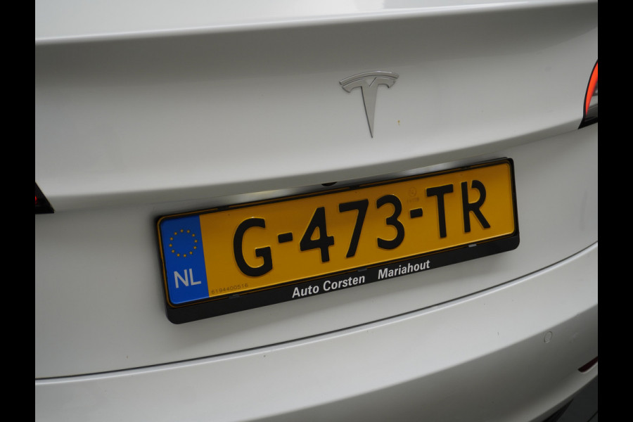 Tesla Model 3 RWD SR+ 60kWh 325PK Lmv 19" AutoPilot Leder PanoDak Adaptive-Cruise Lmv Camera's Elektr.-Stuur+Stoelen+Spiegels+Geheugen+Easy-En Navi LED Comfortstoelen ACC DAB Keyless en Voorverwarmen interieur via App One-Pedal-Drive Origineel Nederlandse auto 1e Eigenaar Garantie Accu/Motor tot 16-12-2027 max 160.000km 1.584kg licht!