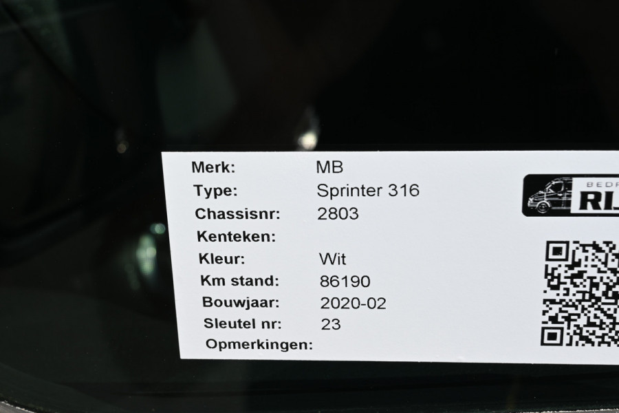 Mercedes-Benz Sprinter 316 CDI L2H2 3500 KG trekhaak, Camera, Geveerde stoel, Standkachel
