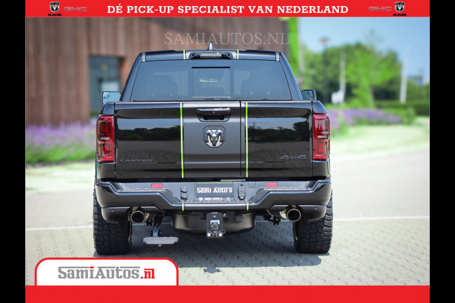 Dodge Ram 1500 Limited Night High Output 540HP 706Nm | Massage + Full Option | De Meest Luxe en Volle Pick-Up in zijn Klasse | Comfortabele Dubbele Cabine met Royale 5 Zitplaatsen | BPM vrij | Nu Leverbaar uit Voorraad | Voorraad Nr 2357 - 5182