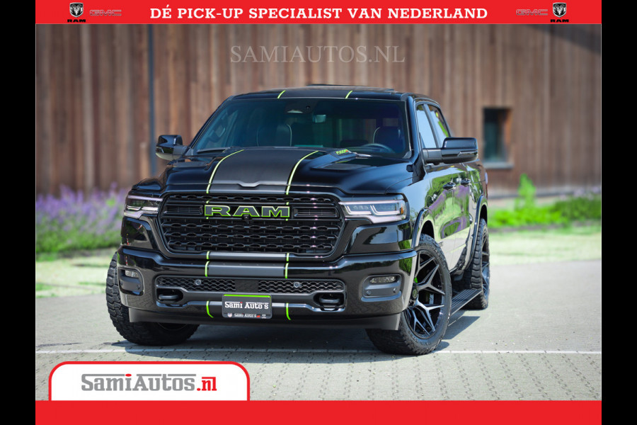 Dodge Ram 1500 Limited Night High Output 540HP 706Nm | Massage + Full Option | De Meest Luxe en Volle Pick-Up in zijn Klasse | Comfortabele Dubbele Cabine met Royale 5 Zitplaatsen | BPM vrij | Nu Leverbaar uit Voorraad | Voorraad Nr 2357 - 5182
